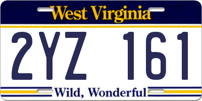 WV license plate 2YZ161