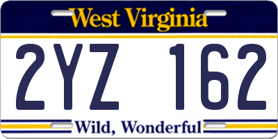 WV license plate 2YZ162