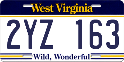 WV license plate 2YZ163