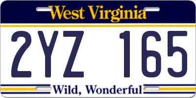 WV license plate 2YZ165