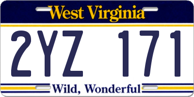 WV license plate 2YZ171