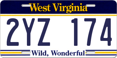 WV license plate 2YZ174