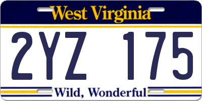 WV license plate 2YZ175