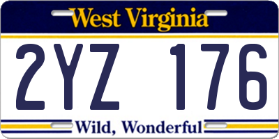 WV license plate 2YZ176