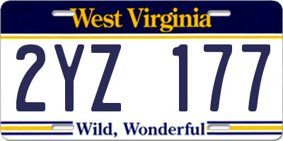 WV license plate 2YZ177