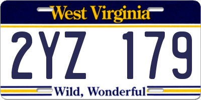 WV license plate 2YZ179