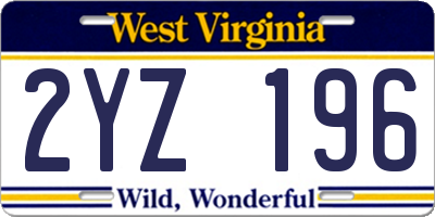 WV license plate 2YZ196