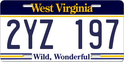 WV license plate 2YZ197
