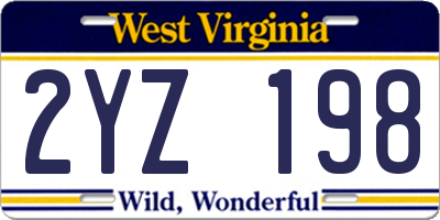 WV license plate 2YZ198