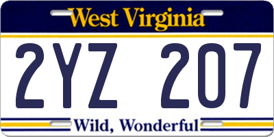 WV license plate 2YZ207