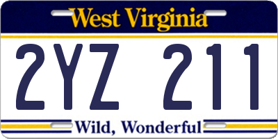 WV license plate 2YZ211