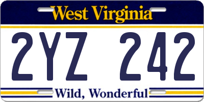 WV license plate 2YZ242