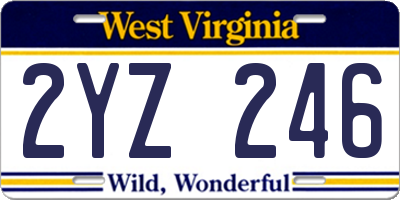 WV license plate 2YZ246