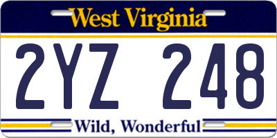 WV license plate 2YZ248