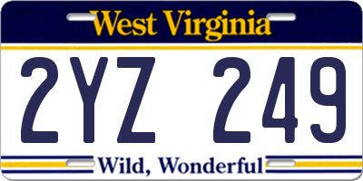 WV license plate 2YZ249