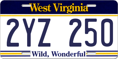 WV license plate 2YZ250