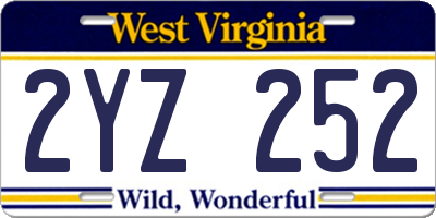 WV license plate 2YZ252