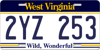 WV license plate 2YZ253