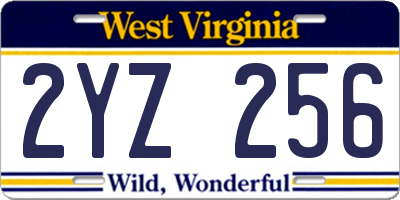 WV license plate 2YZ256