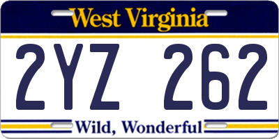 WV license plate 2YZ262