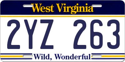WV license plate 2YZ263