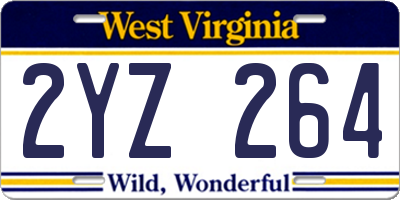 WV license plate 2YZ264