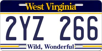 WV license plate 2YZ266