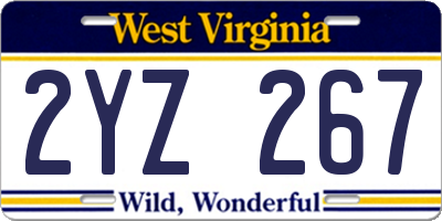 WV license plate 2YZ267