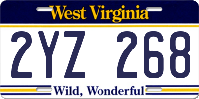 WV license plate 2YZ268