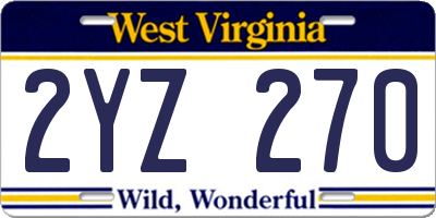 WV license plate 2YZ270