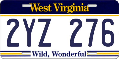 WV license plate 2YZ276