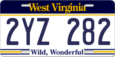 WV license plate 2YZ282