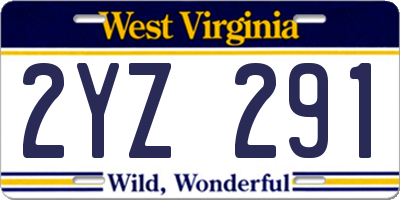 WV license plate 2YZ291