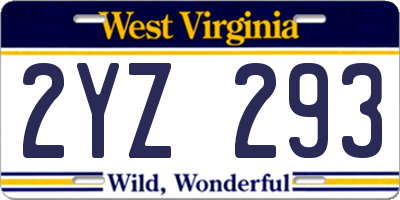WV license plate 2YZ293