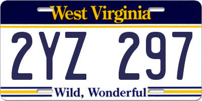 WV license plate 2YZ297