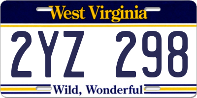 WV license plate 2YZ298