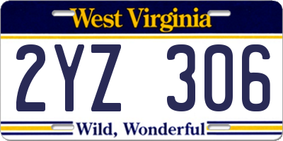 WV license plate 2YZ306