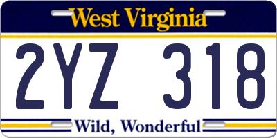 WV license plate 2YZ318