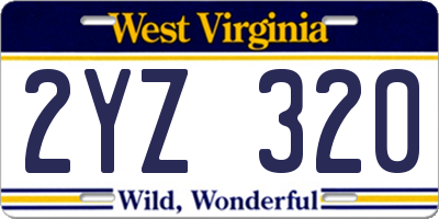 WV license plate 2YZ320