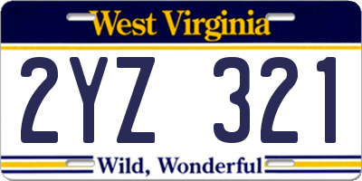 WV license plate 2YZ321