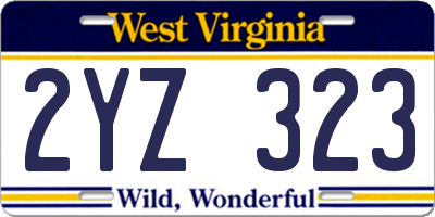 WV license plate 2YZ323
