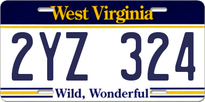 WV license plate 2YZ324