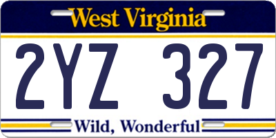 WV license plate 2YZ327