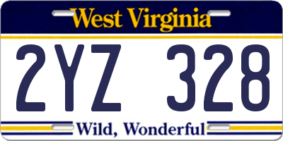 WV license plate 2YZ328