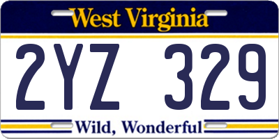 WV license plate 2YZ329