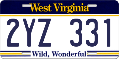 WV license plate 2YZ331