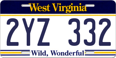 WV license plate 2YZ332