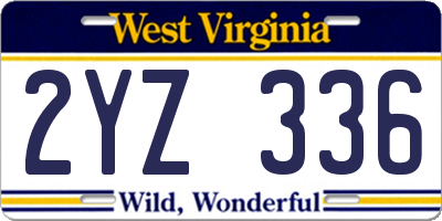 WV license plate 2YZ336