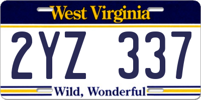 WV license plate 2YZ337
