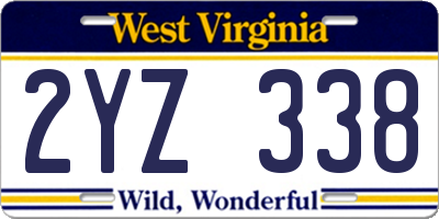 WV license plate 2YZ338